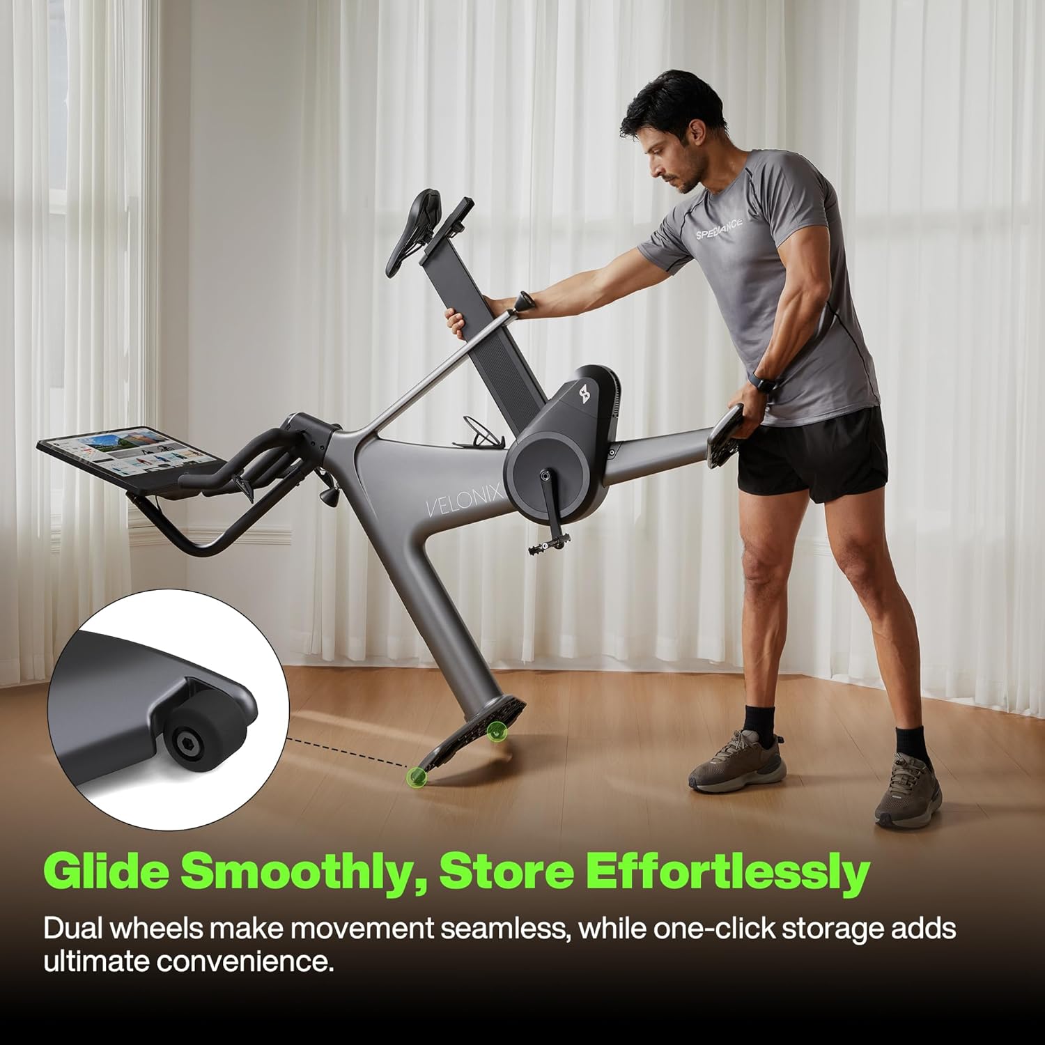 Speediance VeloNix Exercise Bike, Smart AI Fitness Bike with Personalized Fitness Courses & Online Cycling Coaching, 21.5" Screen, Solid Design, Low-Noise Cycling Bike, Stationary Bikes for Indoor Gym