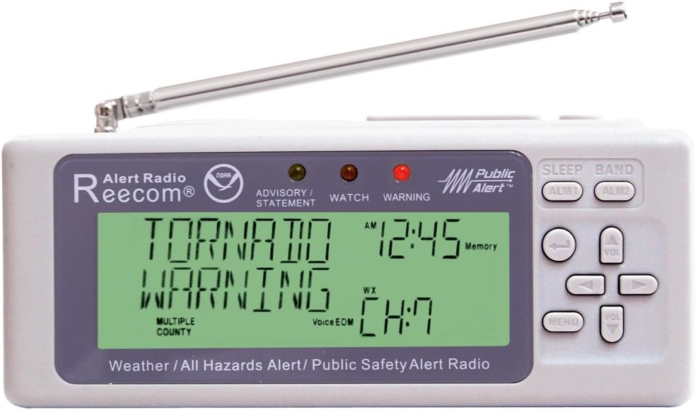 Unique Simultaneously Monitor Multiple Channel Alerts (in Standby) with EOM Detection, Reecom R-500 Same Weather Alert Radio with AM/FM (Light Grey)