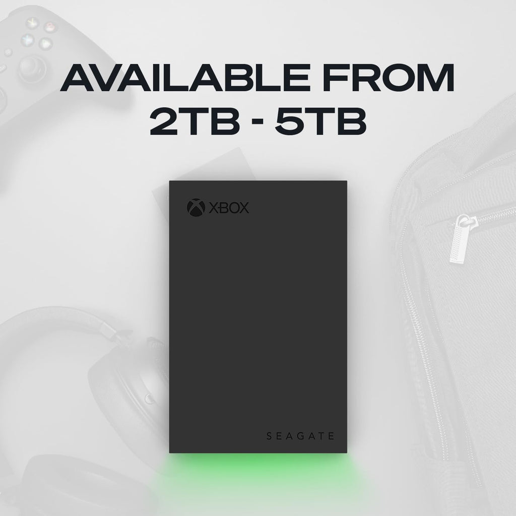 Seagate Game Drive for Xbox 5 TB External Hard Drive Portable HDD - USB 3.2 Gen 1, Black with Built-in Green LED bar, Xbox Certified, 3 Year Rescue Services(STKX5000403)
