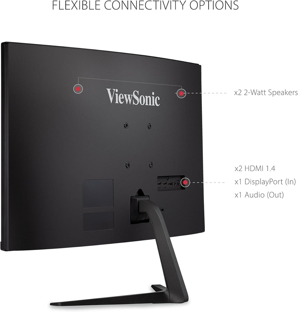 ViewSonic VX3218-PC-MHD 32 Inch Full HD 1080p 165Hz 1ms Curved Gaming Monitor with Adaptive-Sync Eye Care Frameless HDMI and Display Port (Renewed)