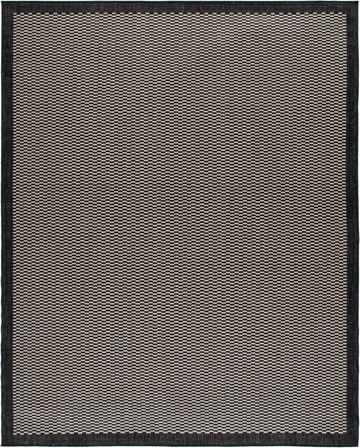 SAFAVIEH Outdoor Area Rug 8x10 - Beach House Collection - Large - Coastal Design, Black & Beige, Weather Resistant, Non-Shedding & Easy Cleaning, Ideal for Patio, Backyard, Dining Space (BHS404Z)
