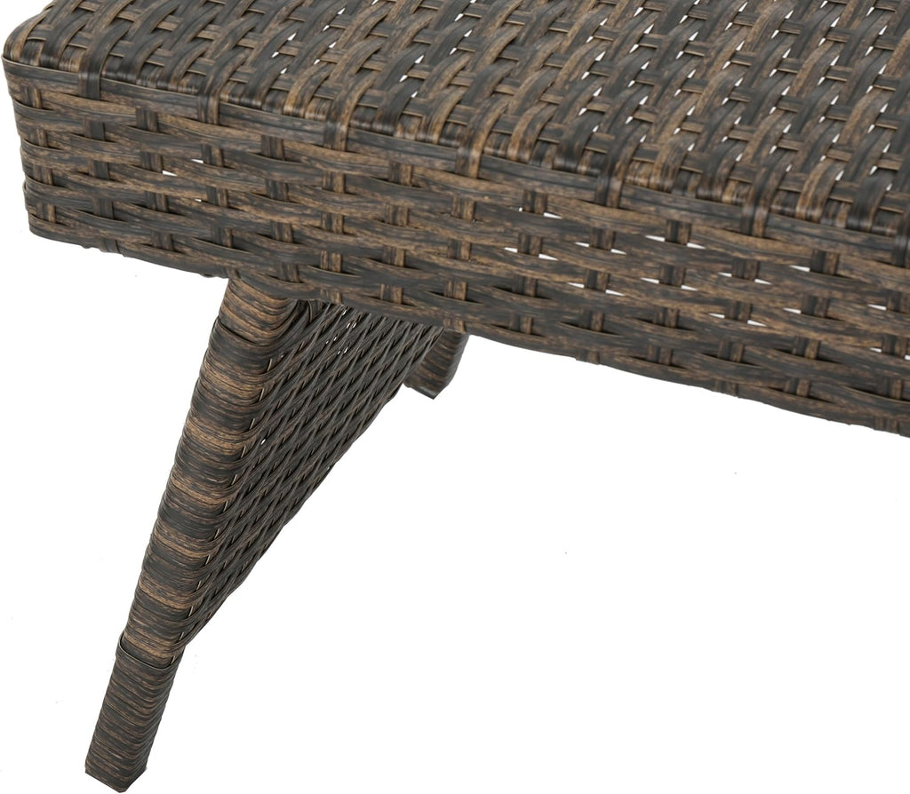 Christopher Knight Home Thira Outdoor Wicker Lounge Set with Side Table, Mix Mocha