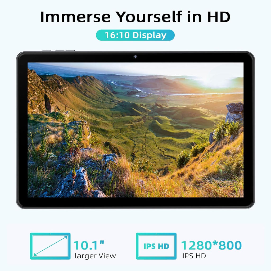 10 Inch Tablet, Android 15 Tablet with Octa-core Cortex, 18GB RAM 128GB ROM/1TB TF, Widevine L1, Gaming Tablet HD Display Touchscreen, Dual Speakers, 8MP+5MP, 5G WiFi, 6000mAh Bluetooth, Face Unlock