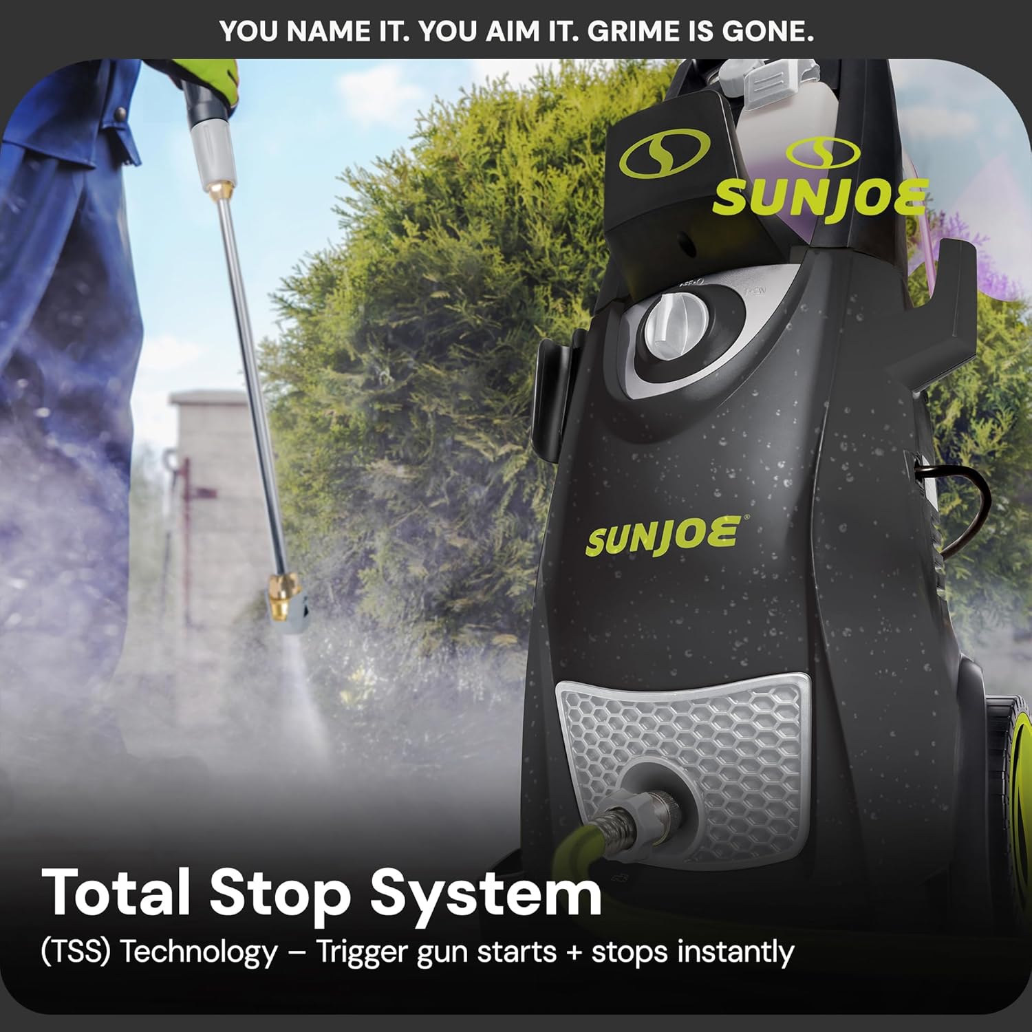 Sun Joe Electric Pressure Power Washer w/ Extension Spray Wand and Hose, 2030 PSI, 1.2 GPM, 14.5-Amp Motor - Heavy-Duty Cleaning Machine for Patios, Decks, Sidewalks & Cars, SPX3000-PK1
