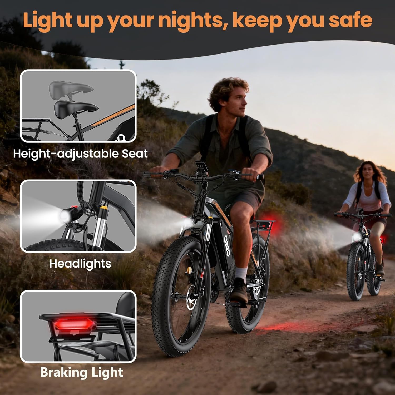 Adult Fat Tire Electric Bike 1500W Peak Motor - 48V 15Ah Fast Electric Mountain Bike, 28MPH & 60 Miles Long Range Ebike, 26" All Terrain E-Bike for Men Women with Lockable Suspension & 7 Speed Gears
