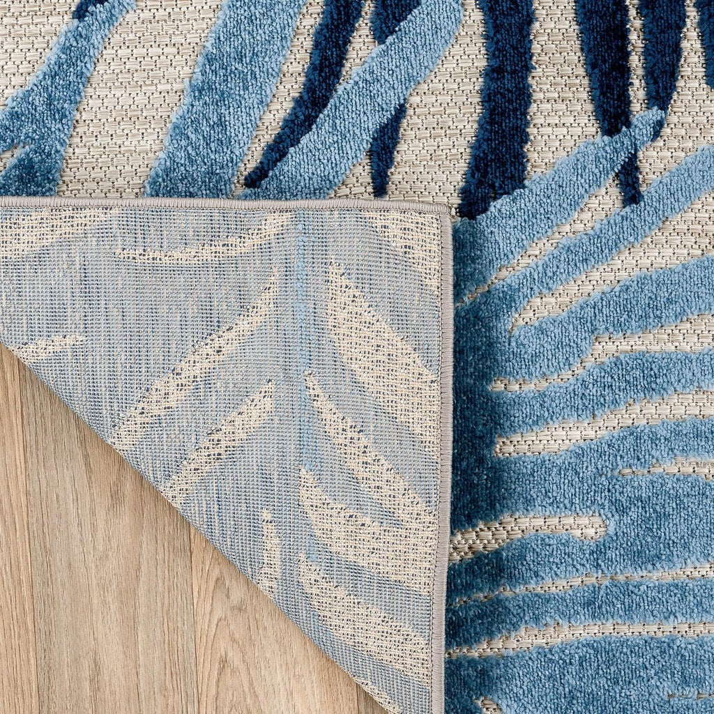 Rugshop Navy Lucca Contemporary Floral Indoor/Outdoor Area Rug Durable Polypropylene, Weather Resistant, Easy to Clean Perfect for Patio, Backyard, Deck and Outdoor Lounge 7'10" x 10'