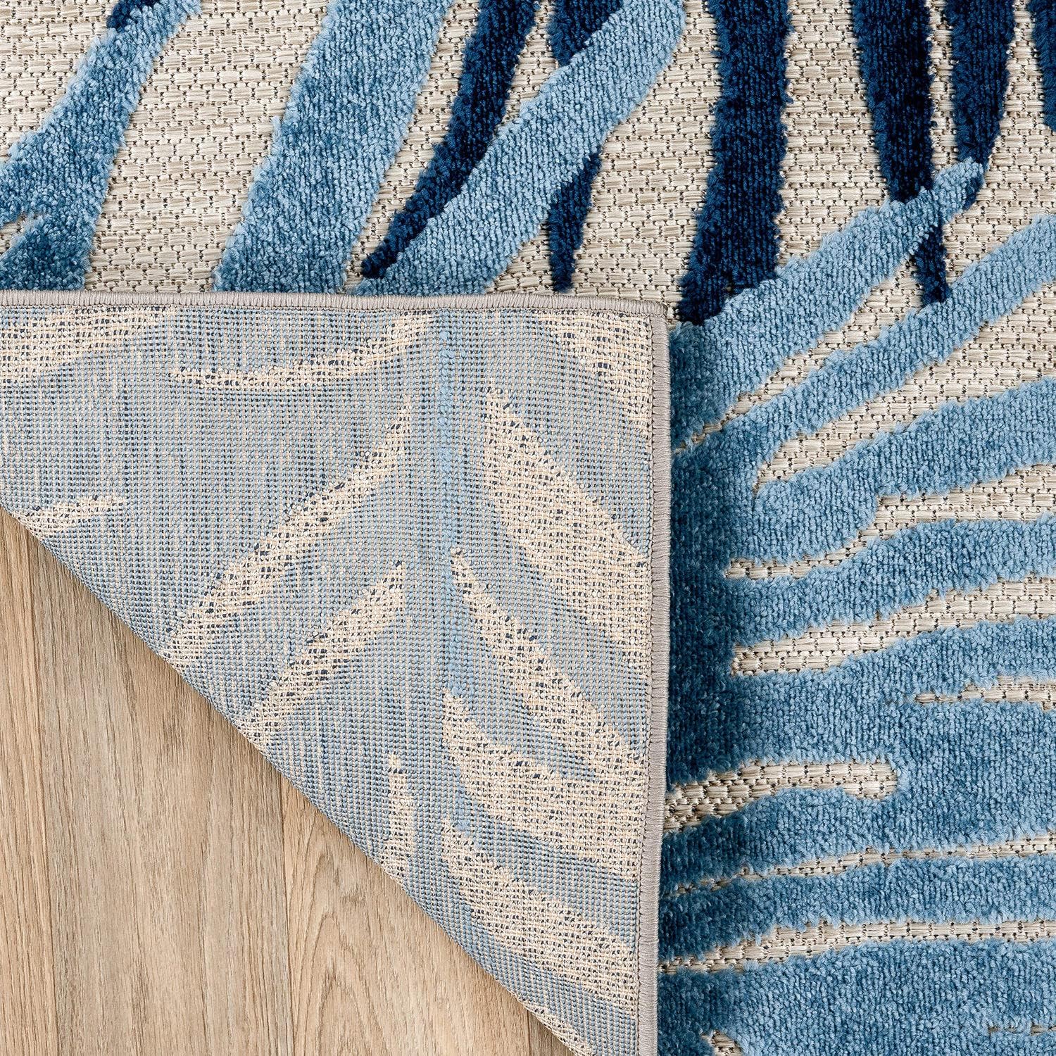 Rugshop Navy Lucca Contemporary Floral Indoor/Outdoor Area Rug Durable Polypropylene, Weather Resistant, Easy to Clean Perfect for Patio, Backyard, Deck and Outdoor Lounge 7'10" x 10'