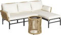 Yaheetech 3 Pieces L-Shaped Conversation Sofa Set, Outdoor Patio Furniture Set w/Detachable Lounger, Thick Cushions, Glass Side Table for Patio, Backyard, Porch, Garden