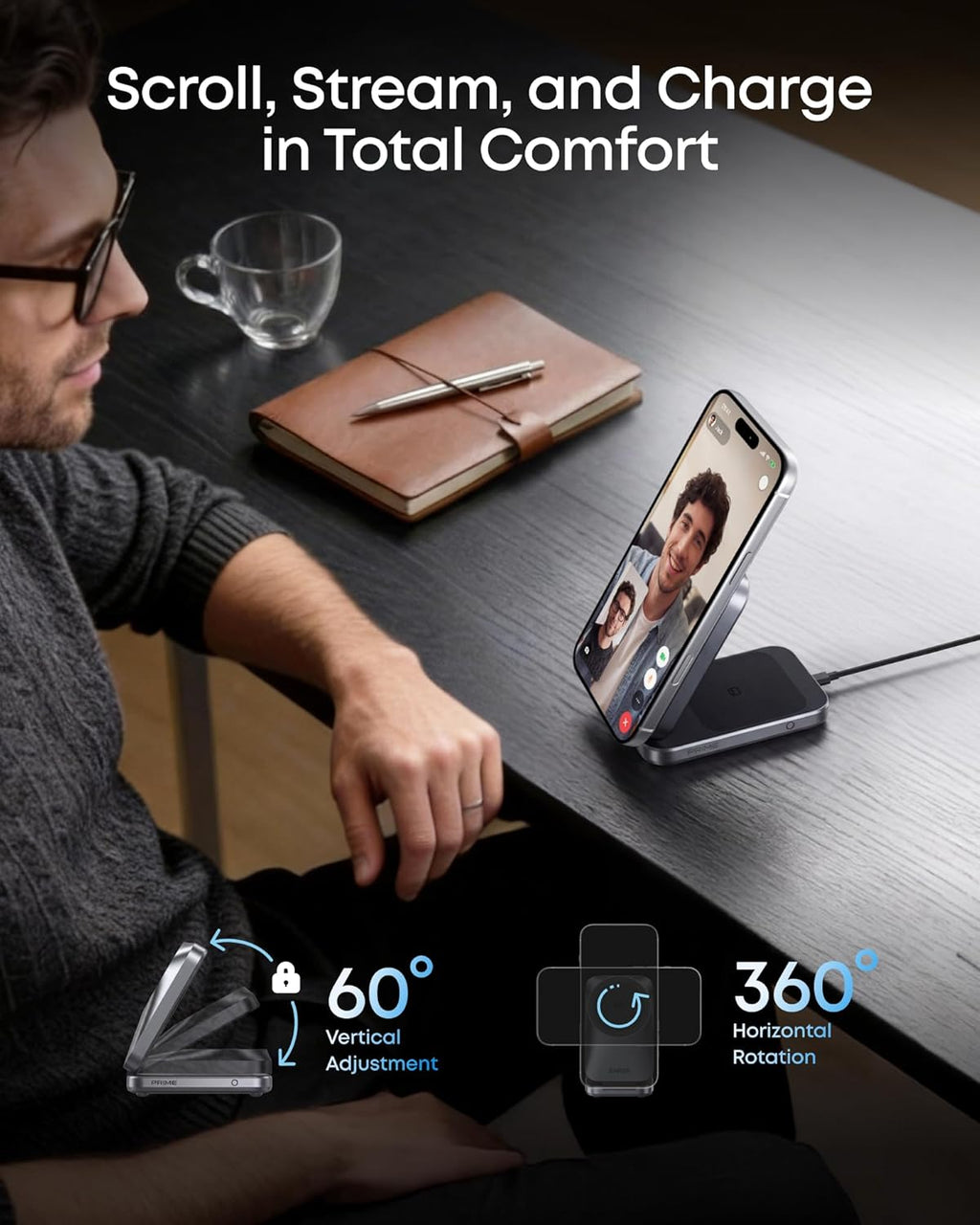 Anker Prime 3-in-1 Charging Station, AirCool Wireless Charger, 25W Qi2.2-Certified Palm-Sized Foldable MagSafe Charger Compatible with iPhone 17, Apple Watch, AirPods (Non-Battery, with Adapter)