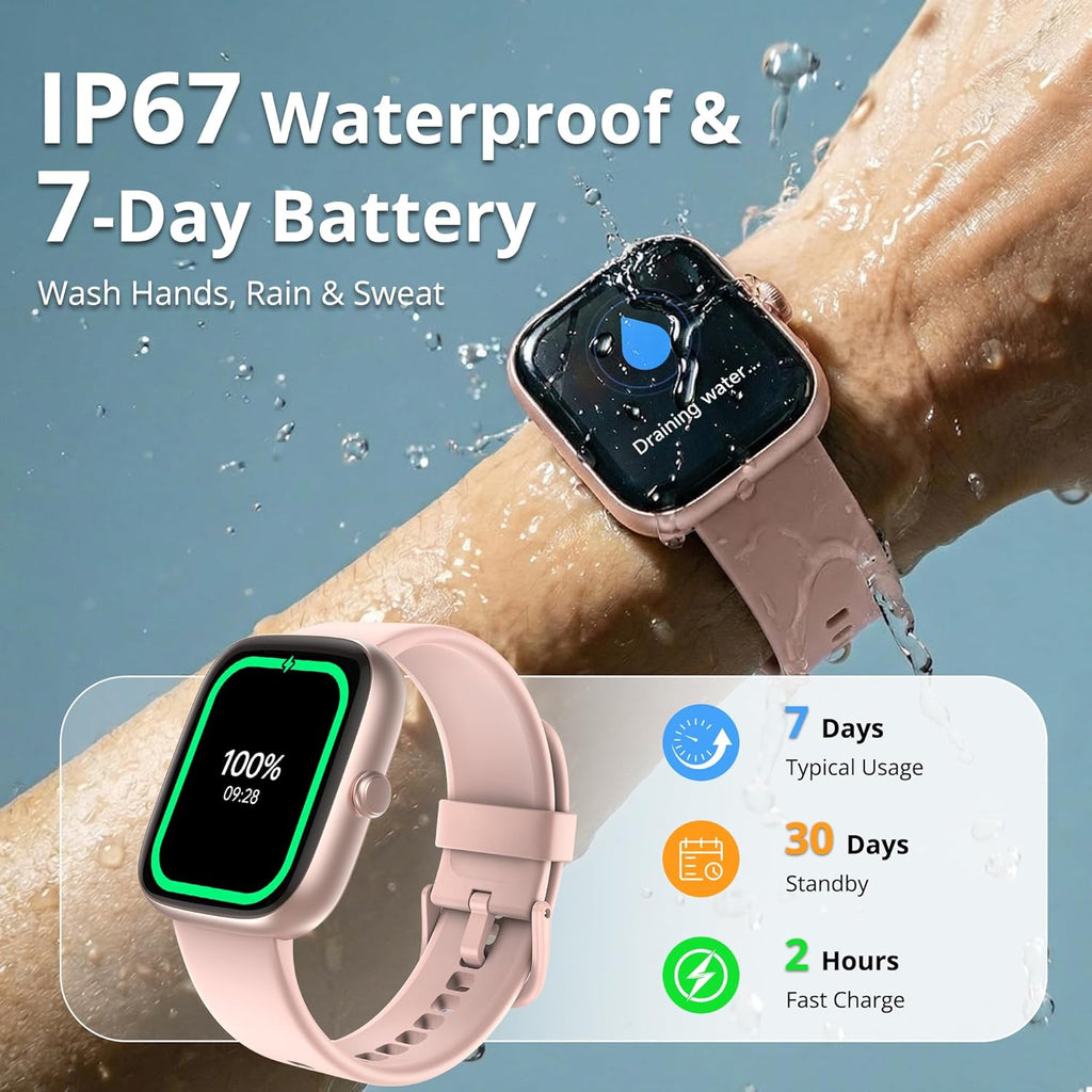 Smart Watch for Women, 1.83" HD Touchscreen Fitness Tracker, Bluetooth Calling, 110+ Sports Modes, Heart Rate SpO2 Sleep Monitor, DIY Dial, IP67 Waterproof, Compatible with Android & iOS