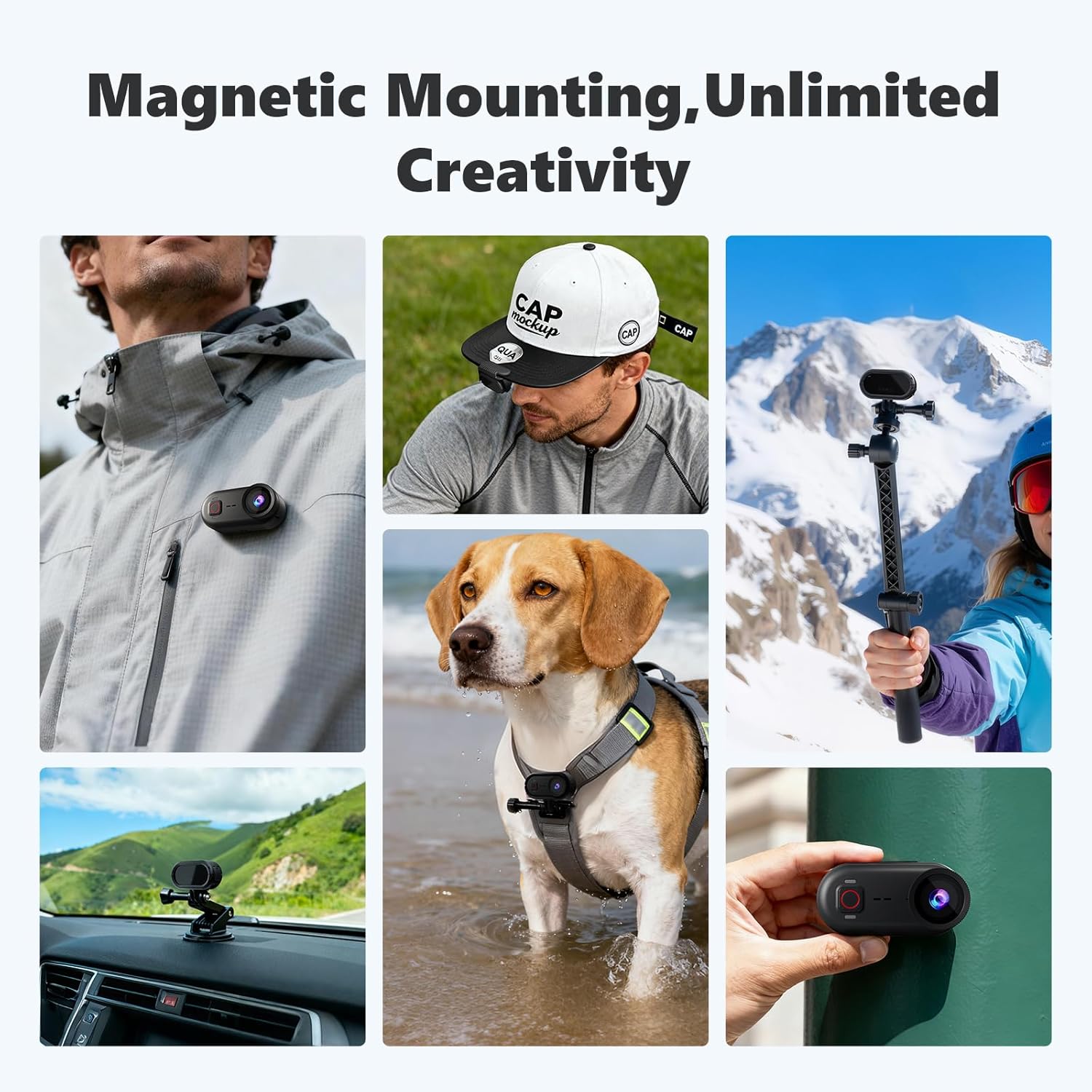 4K Mini Action Camera, 10M Underwater Body Camera,Built-in 64GB SD Card,Wearable Action Body Cam,Thumb Size Hands-Free POV Recording, Magnetic Sport DV for Running, Cycling, Swimming, Hiking