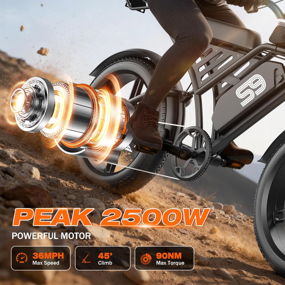 Electric Bike for Adults, Electric Dirt Bike with 2500W Peak Motor, 36Mph & 100 Miles Range, Off-Road Ebike with NFC Unlock, 48V 20AH Removable Battery, 20" Fat Tire Commuter E Bike
