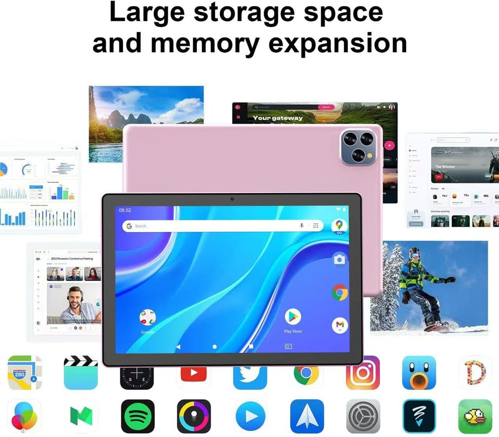 Android 16 Tablet 10 Inch, 12(3+9) GB RAM+64GB ROM, 2 in 1 Tablets with Keyboard Case Mouse Stylus, 2.0GHz Five-core Processor, 1280 * 800 IPS HD Screen, 5G WiFi6 BT 5.3 Tableta PC(Pink)