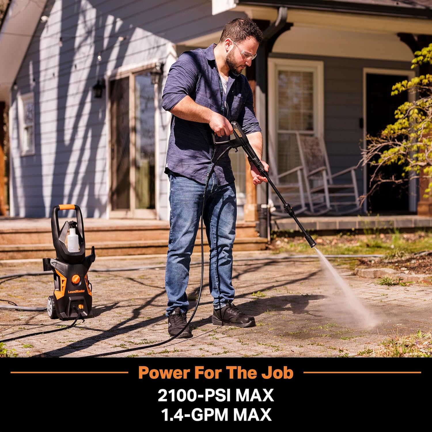 LawnMaster LT306-1800C Electric Pressure Washer 13 Amp 1.4 GPM 2100 Max PSI CSA Certified with Foam Bottle