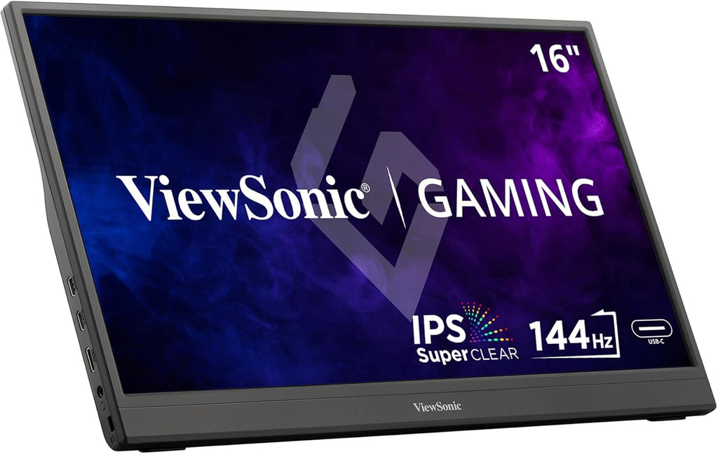 ViewSonic VX1654 16 Inch 1080p Portable IPS Gaming Monitor with 144Hz, AMD FreeSync, 2 Way Powered 60W USB C, Mini HDMI, and Built-in Stand with Protective Cover (Renewed)