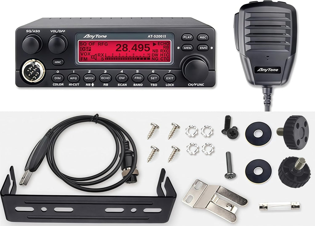 AnyTone AT-5289 II 10 Meter Mobile Ham Radio, High Power 50W FM / 20W AM (60W PEP) Mobile Amateur Radio, NRC Noise Reduction, VFO & Memory Channels, LCD Display, for Truck and Off-Road Use