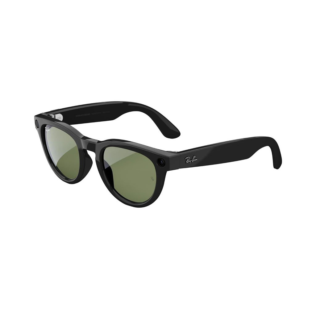 Ray-Ban Meta (Gen 1), Headliner, Shiny Black | Smart AI Glasses for Men, Women — 12 MP Camera, Open-Ear Speakers for Audio, Video Recording and Bluetooth — Polarized Green Lenses — Wearable Technology
