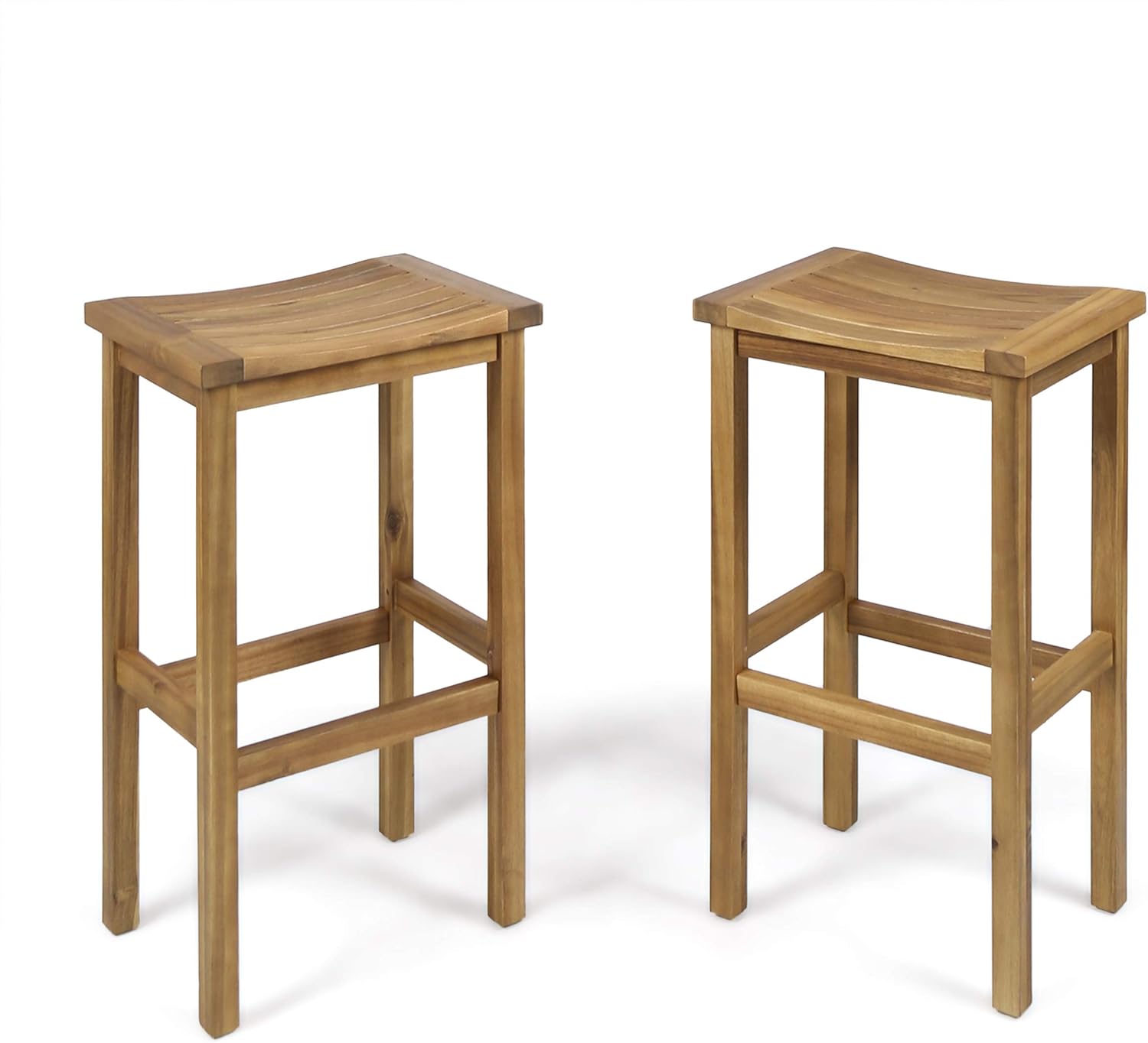Christopher Knight Home Caribbean Outdoor 30" Acacia Wood Barstools, 2-Pcs Set, Natural Stained