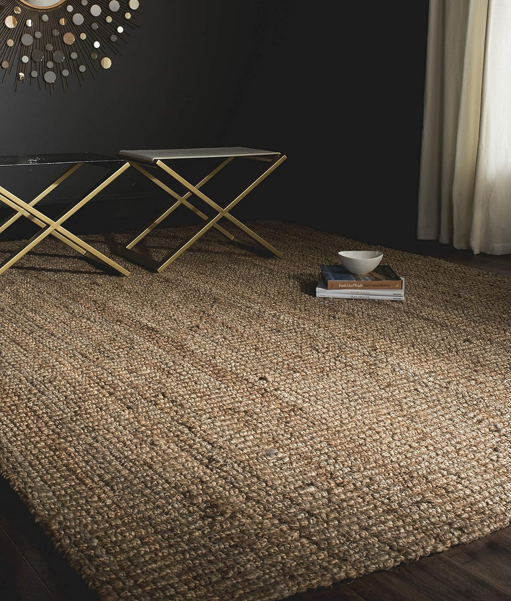 SAFAVIEH Area Rug 9x12 - Natural Fiber Collection - Large - Natural Brown, Handmade Jute, Farmhouse Style, Chunky Textured Thick Pile (NF447A)