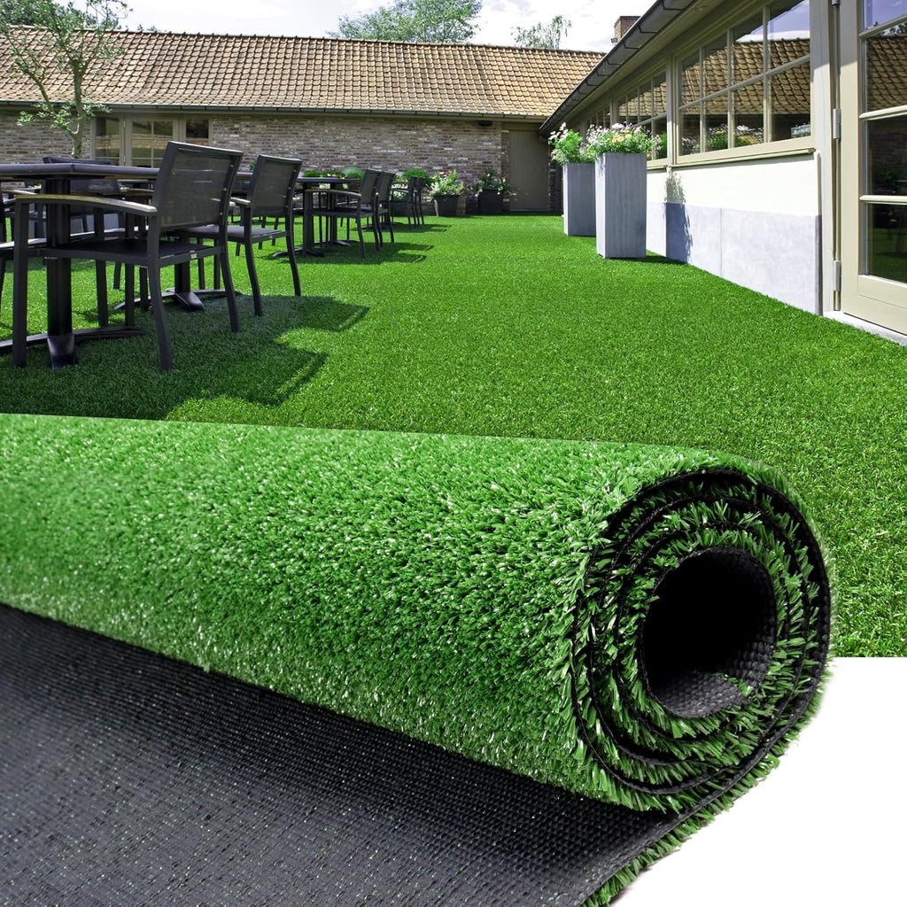 AYOHA Artificial Grass Turf 7FTx15FT, Fake Faux Grass Turf with Drainage Holes, 10MM Synthetic Grass Mat for Patio Backyard Garden Lawn Landscape Balcony Decor, Available Custom Sizes