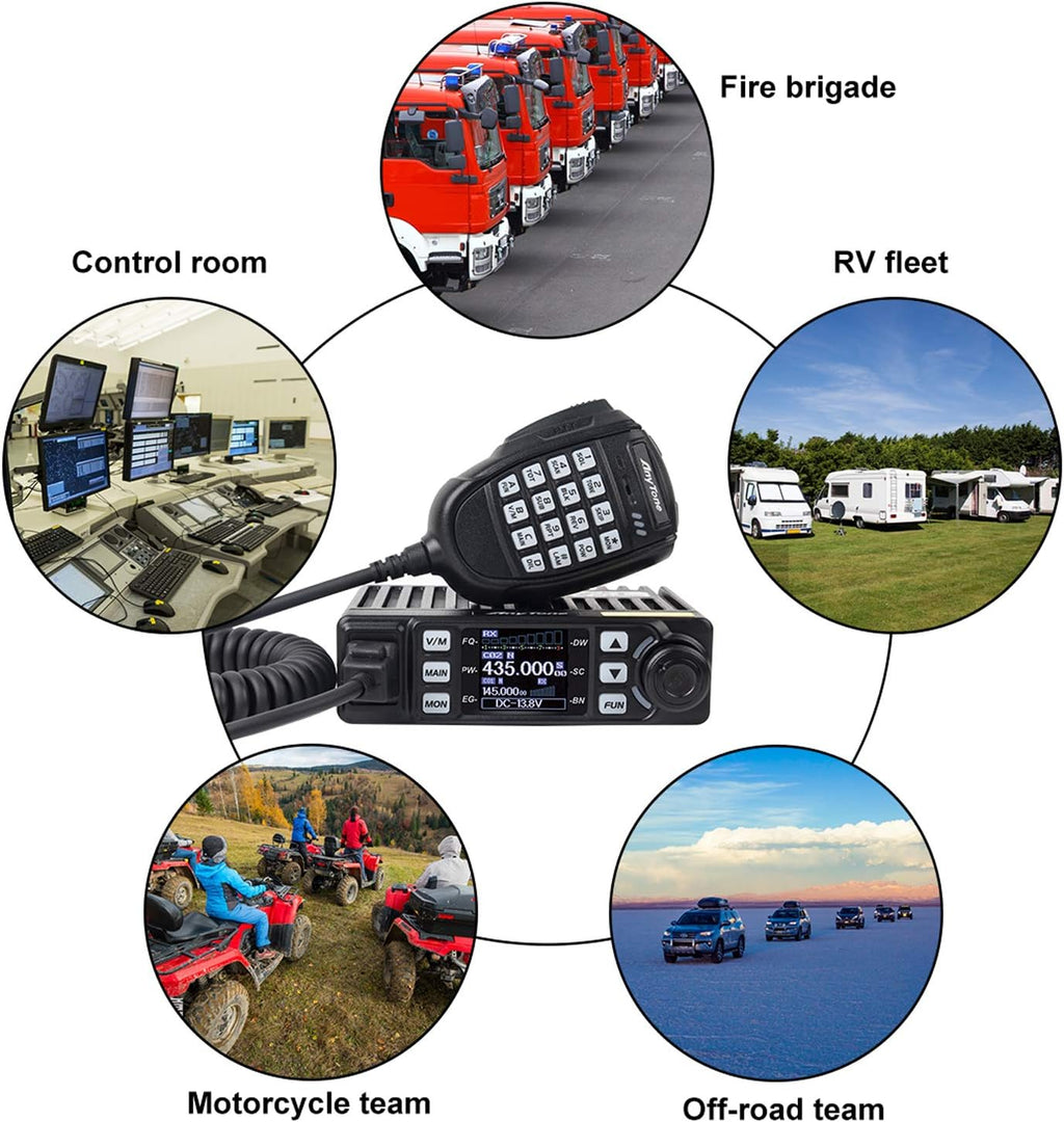 AnyTone Mini Size Dual Band Transceiver Mobile Radio VHF/UHF Two Way Radio AT-779UV for Car Vehicle Black