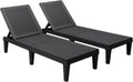 Devoko Outdoor Chaise Lounge Chair Set of 2 for Outside Pool Patio, Adjustable Waterproof Easy Assembly Chaise Lounge Outdoor (Black, Set of 2)