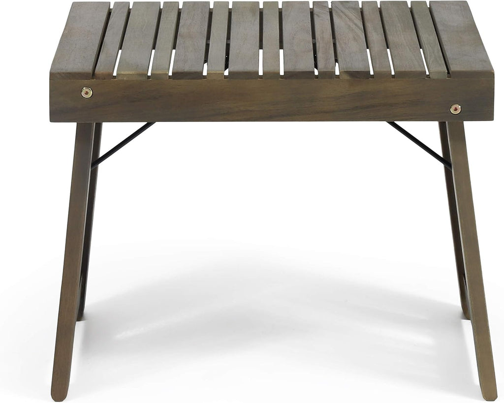 Christopher Knight Home Elliott Outdoor Acacia Wood 3 Piece Chaise Lounge Set, Gray Finish, Dark Gray