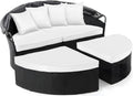 4PC Outdoor Round Daybed Cushion Cover with Zipper & Anti-Slip Particles,Circle Sun Island Sunbed Mattress Covers Waterproof,Patio Day Bed Cushions Slipcover ONLY COVER (White, 66*66*4inch)