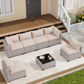 LOUVIXA 7 Piece Outdoor Patio Furniture Set, Outdoor Sectional Sofa, Wicker Rattan Patio Furniture, Patio Conversation Set with Coffee Table & Cushions