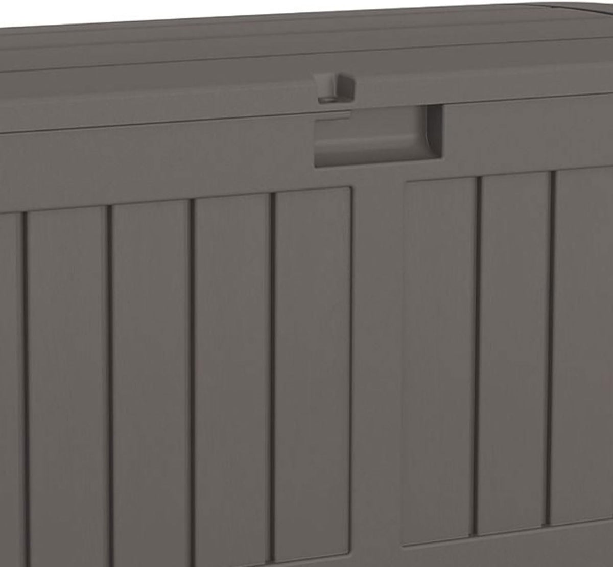 Suncast 50 Gallon Plastic Deck Box with Molded Lockable Feature and Weathertight Construction for Home, Patio, Lawn, and Garden Storage, Gray