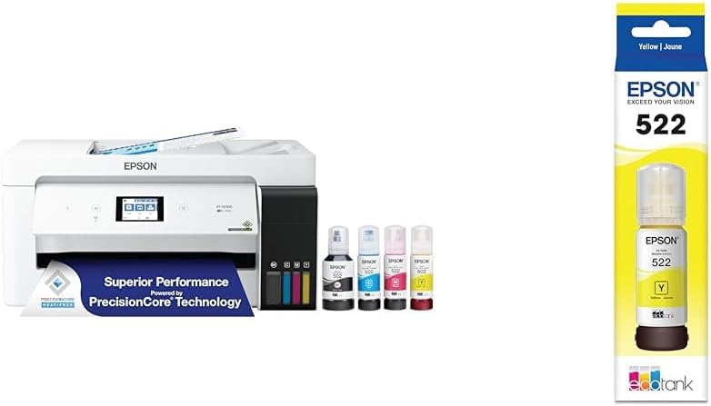 Epson EcoTank ET-15000 Wireless Color All-in-One Supertank Printer with Scanner & 522 EcoTank Ink Ultra-high Capacity Bottle Yellow