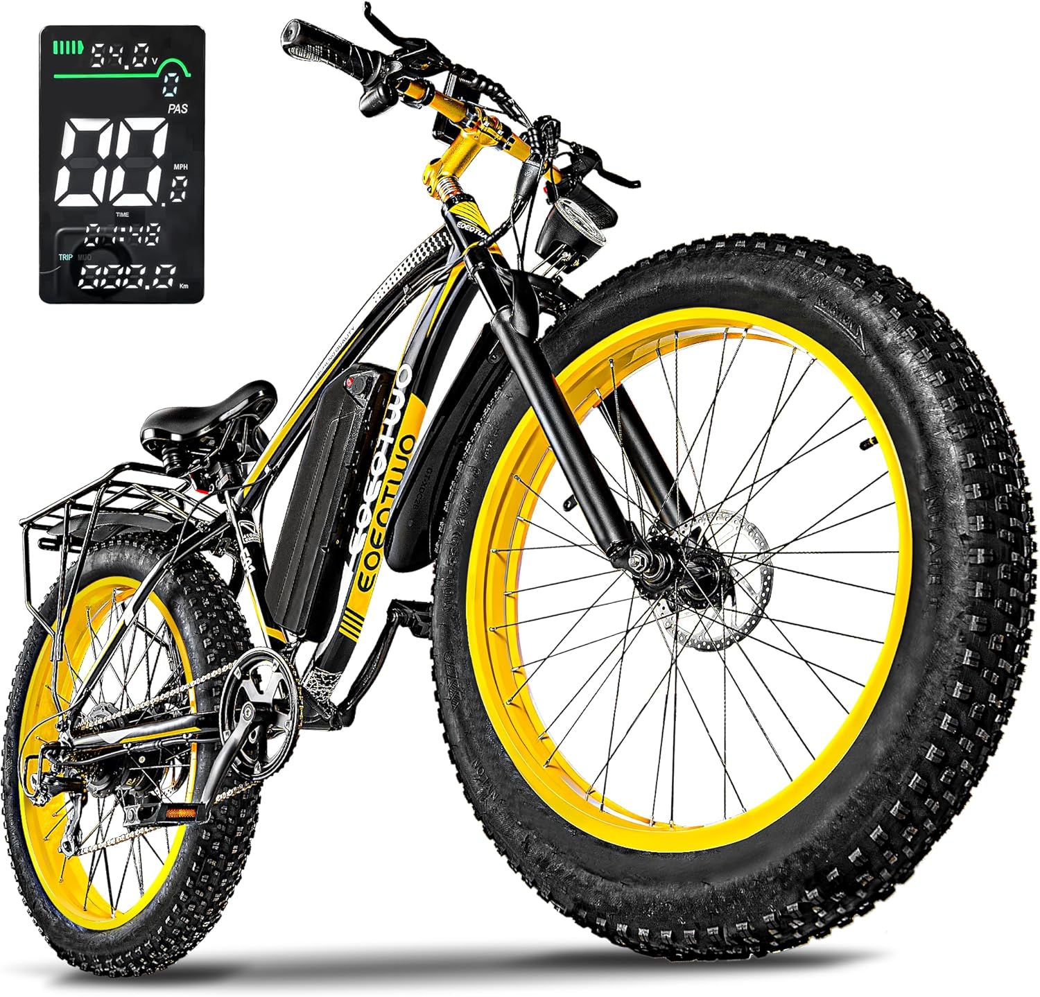 Electric Bike for Adults,1500W Peak Motor E Bikes, 26" Fat Tire Electric Bicycle, 20 MPH 60 Miles Electric Mountain Bike, Removable Battery, Dual Brake, 7 Speed