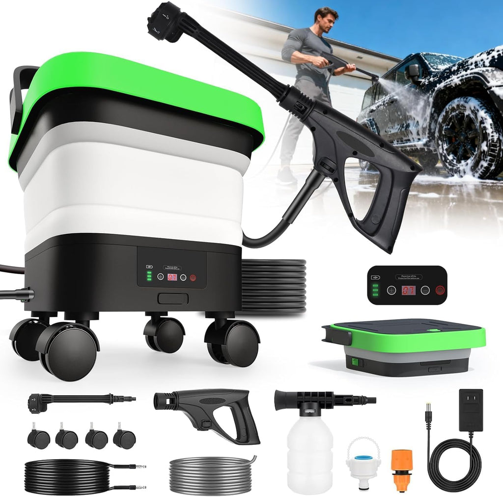 Upgrade Cordless Pressure Washer,Portable Pressure Washers with 3.5Gal Tank,7 Adiustable Handheld Portable Pressure Washers with 6-in-1 Nozzle,Max 550PSl,16.7FT Hose, 5x4000mAh Portable Power Washer