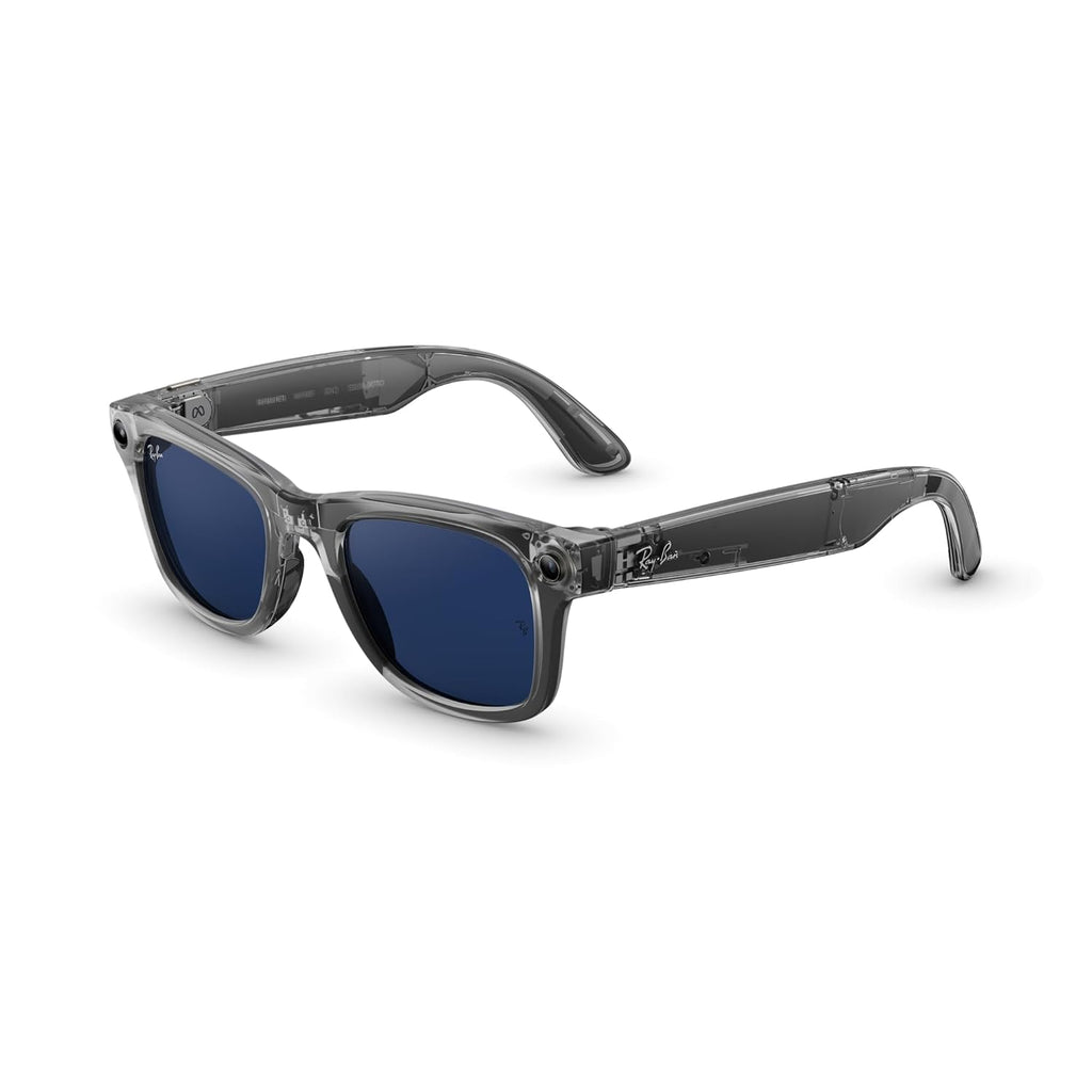 Ray-Ban Meta Wayfarer (Gen 2) with Meta AI, photo and video capture, longer battery life - Shiny Transparent Grey, Transitions® Sapphire Lenses
