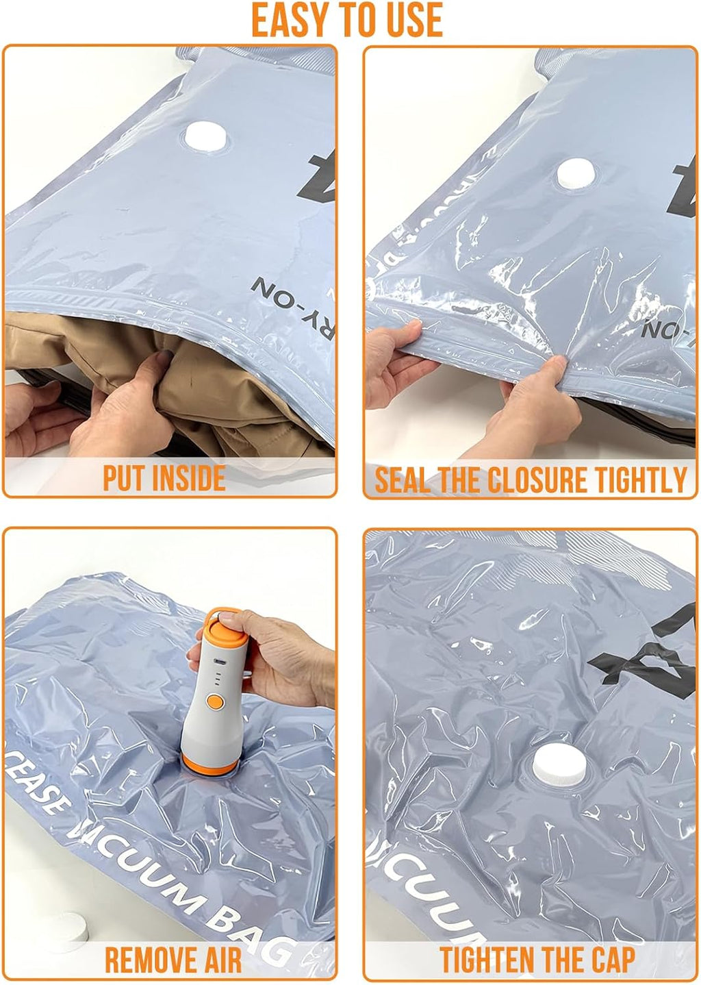 10Pack Travel Vacuum Storage Bags with Rechargeable Wireless Electric Pump, 3 Sizes (20/24/28 Inch) Space Saver Seal Bags for Luggage Suitcase, Carry-on Size for Clothes Travel Essentials Luggage