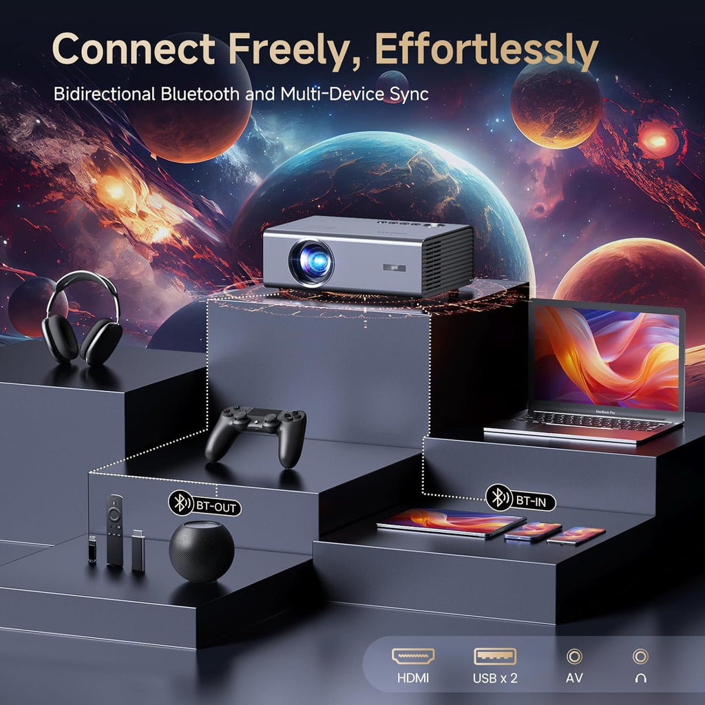 4K Projector with Built-in Apps, 1500ANSI Auto Focus&6D Keystone Dolby Audio Kogata Smart Projector with WiFi 6 Bluetooth Outdoor Movie Proyector for Home Theater HDR10+ UPGRADE