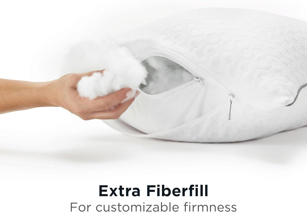 AllerEase Platinum 2-in-1 Adjustable Pillow, CleanBoost Allergen Barrier, Extra Fill, Standard/Queen - 2 Pack