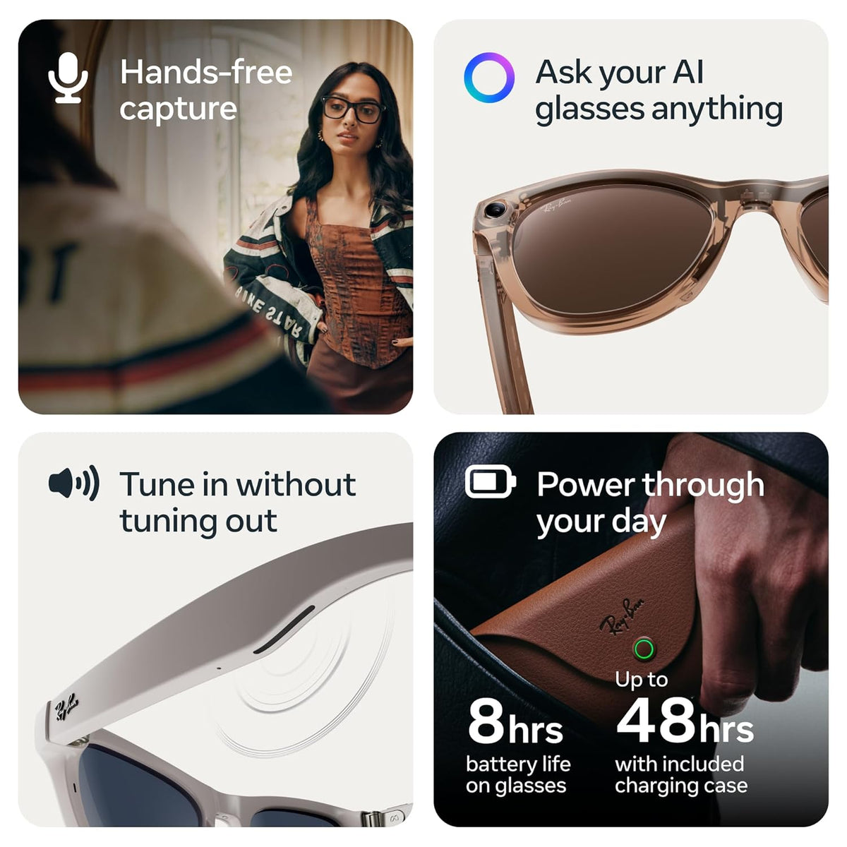 Ray-Ban Meta (Gen 2), Wayfarer, Shiny Black | Smart AI Glasses for Men, Women — 2X Battery Life — 3K HD Resolution — 12 MP Ultra-Wide Camera, Audio, Video — Green Lenses — Wearable Technology