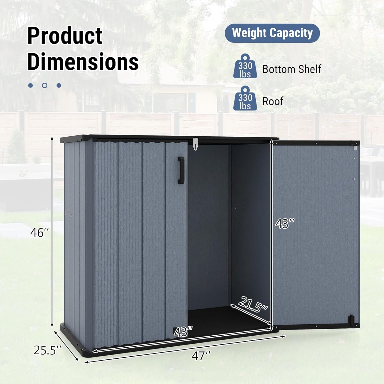Tangkula 23.5 Cu.ft Outdoor Storage Shed, All-Weather Resin Patio Storage Box with Floor & Lockable Door, Waterproof Deck Box for Garden Tools, Pool Accessories