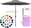Midtown Umbrellas - The Lean 9 Ft Patio Umbrella with Fade-Resistant Sunbrella Fabric, Auto-Tilt Aluminum Frame and 8 Reinforced Ribs for Deck, Pool & Garden - Black & White Canopy, Black Pole