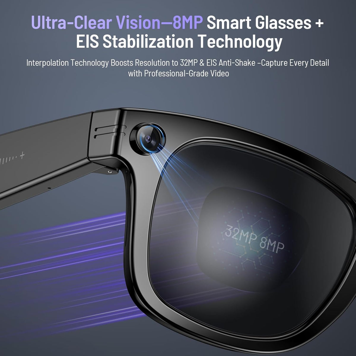 AI Smart Glasses with Camera and Bluetooth, 8MP 4K Camera Glasses with Translation & Voice Control, Video, Audio Recording, IP67 Waterproof Smart Glasses for Business & Outdoor(Photochromic)