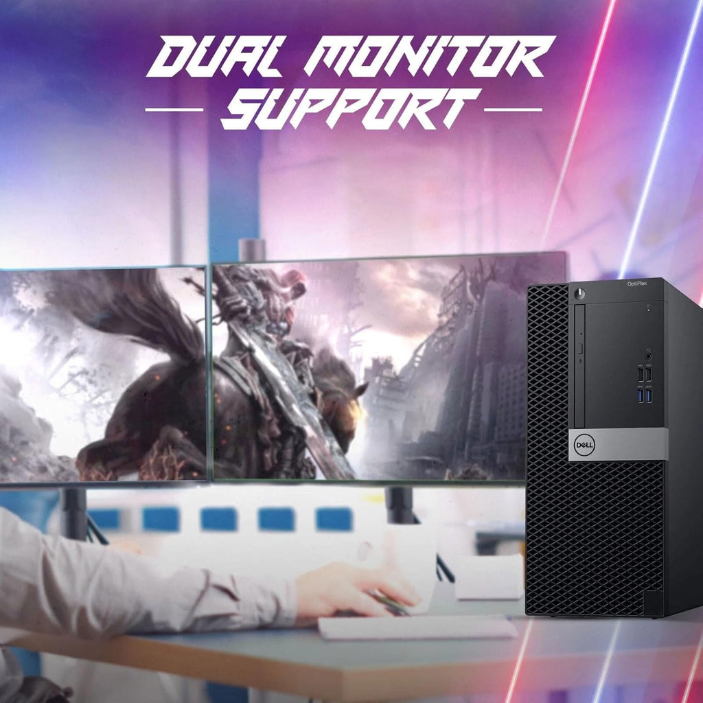 Dell Gaming Tower Desktop PC – Intel Core i5-6500 – 16GB DDR4 RAM – 512GB SSD – GeForce GT 1030 – 24" Monitor – RGB Keyboard & Mouse – WiFi – Windows 11 Pro – Gaming Computer (Renewed)