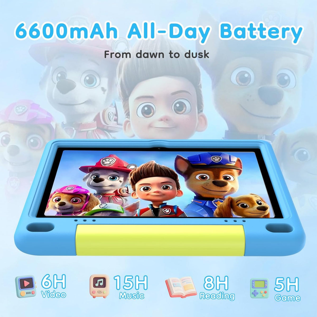 10 inch Kids Tablet, Android Tablet for Kids, 24GB RAM 64GB ROM, 1TB Expandable, with EVA Case, Parental Control, 6600mAh Battery, Dual Camera, BT5.4, WiFi 6, Gift (Blue)