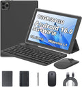 Android 16 Tablet 10 Inch, 12(3+9) GB RAM+64GB ROM, 2 in 1 Tablets with Keyboard Case Mouse Stylus, 2.0GHz Five-core Processor, 1280 * 800 IPS HD Screen, 5G WiFi6 BT 5.3 Tableta PC（Black