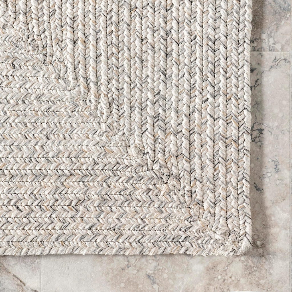 nuLOOM 4' x 6' Solid Hand Braided Indoor/Outdoor Area Rug, Pet-Friendly, High Traffic, Weather Resistant, for Patio, Balcony, Bedroom, Living Room, Dining Room, Wynn Ivory