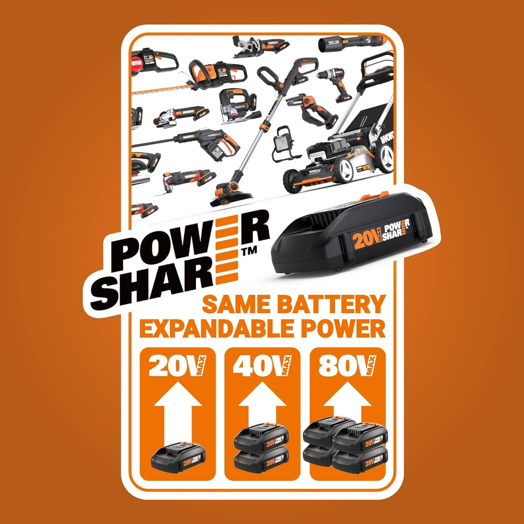 Worx NitroHydroshot20V 710PSI Light-DutyElectric Pressure Washerwith Brushless Motor Cordless, Lightweight, 5-in-1Portable Power Cleaner, Power Share Compatible – Battery & Charger Included