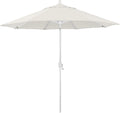 California Umbrella 12-Year-Non-Fading, 9Ft Premium Sunbrella Patio Umbrella, Hand-Crank, Button-Tilt, White Frame, Natural Fabric