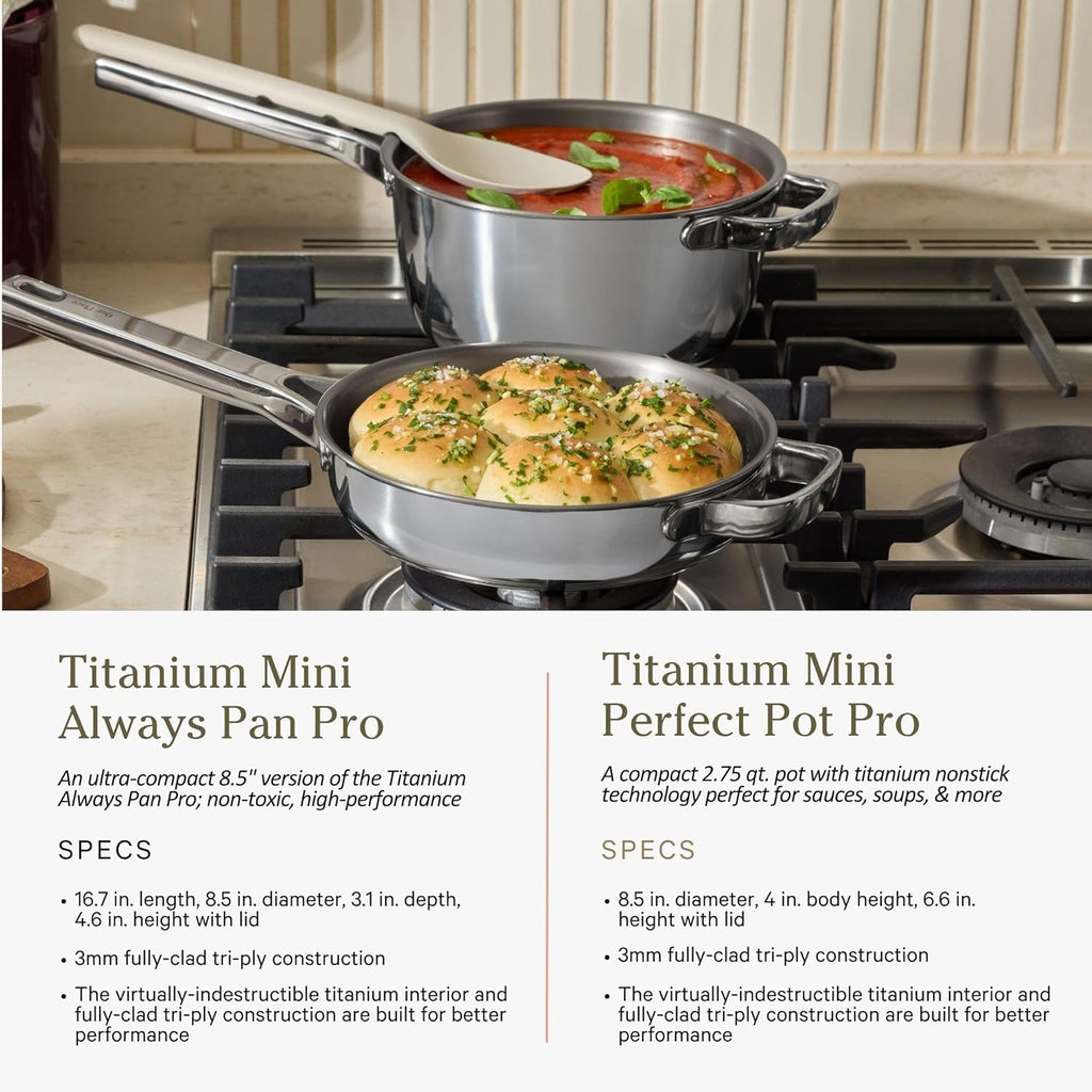 Our Place Titanium Pro Cookware & Bakeware Set | 15-Piece Non-toxic Nonstick Kitchenware with Titanium Always Pan Pro, Perfect Pot Pro, Minis & Ceramic Bakeware with Stovetop Griddle | Char