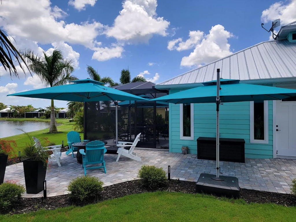 PURPLE LEAF 10ft Patio Umbrella Outdoor Square Umbrella Large Cantilever Umbrella Windproof Offset Heavy Duty Sun for Garden Deck Pool Patio, Turquoise Blue