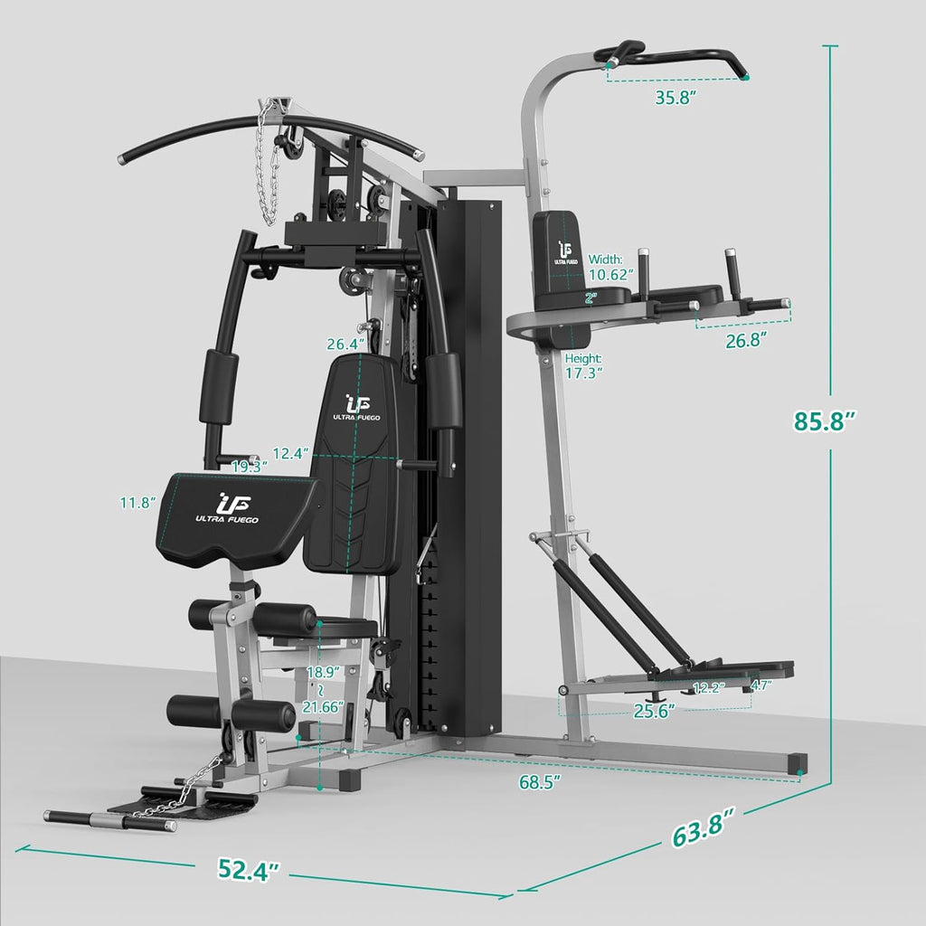 ULTRA FUEGO Multifunctional Home Gym Equipment Workout Station with Pulley System, Arm, and Leg Developer for Full Body Training